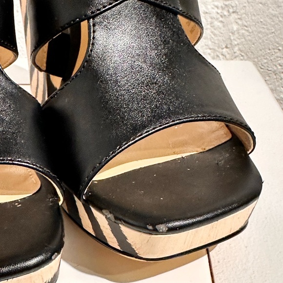 Calvin Klein Verene Zebra Wood Striped Chunky Strapy Sandal Ankle Heels Size 8 - Picture 6 of 15